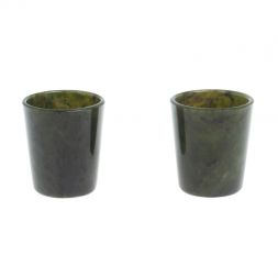 Набор стопок 2 шт "На посошок" из нефрита 30 мл 4х4х4,5 см