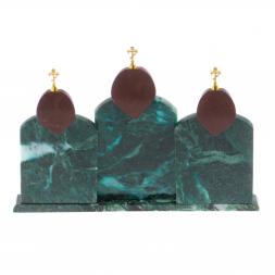 Икона с подсвечником Триптих змеевик лемезит 33,5х9,5х24 см