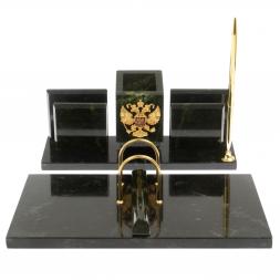 Письменный настольный набор "Менеджер" из змеевика с гербом РФ