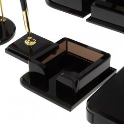 Настольный набор "Лев" из черного обсидиана