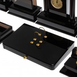 Настольный набор "Лев" из черного обсидиана