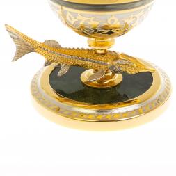 Икорница "Стерлядка" из нефрита Златоуст