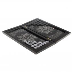 Нарды с гравировкой "Отечественная война" из камня гранит