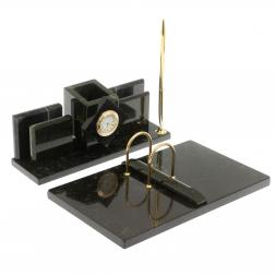 Письменный набор "Менеджер" из змеевика с часами