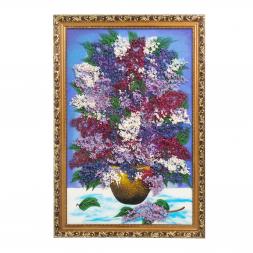 Картина из каменной крошки "Красивая сирень" багет 49х69 см сиреневый фон