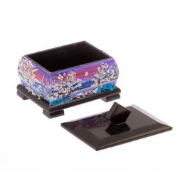 Шкатулка из черного змеевика "Зимний пейзаж" 12х10х9,5 см