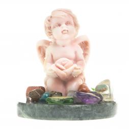 Сувенир из мрамолита "Ангел с розой"