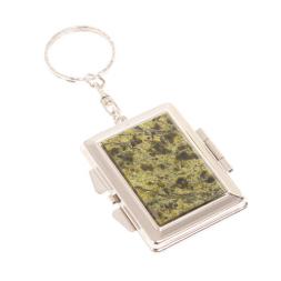 Складное зеркало брелок из змеевика прямоугольное