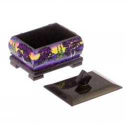 Шкатулка из черного змеевика "Рассвет" 12х10х9,5 см