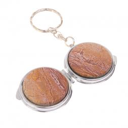 Складное зеркало брелок из яшмы круглое