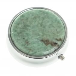 Таблетница с делителем на 3 отсека камень жадеит цвет серебро