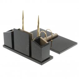 Письменный набор "Канцелярский" с гербом камень бежевый мрамор