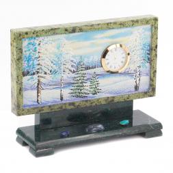 Часы с рисунком "Зима" змеевик