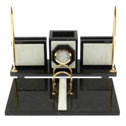 Настольный набор "Офисный" для канцелярских принадлежностей камень мрамор