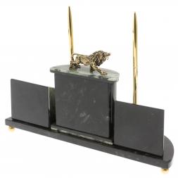 Настольный прибор "Лев" из офиокальцита