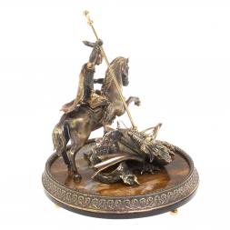 Cтатуэтка "Святой Георгий Победоносец" из бронзы и яшмы