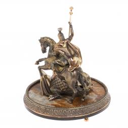 Cтатуэтка "Святой Георгий Победоносец" из бронзы и яшмы