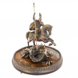 Cтатуэтка "Святой Георгий Победоносец" из бронзы и яшмы