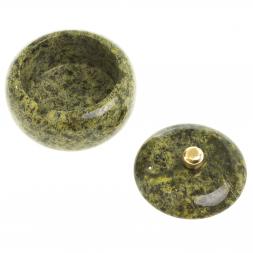Шкатулка круглая "Жемчужина" камень змеевик 8х8х7 см