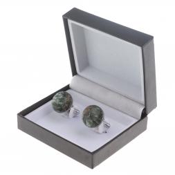 Запонки камень серафинит круглые