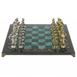 Шахматы "Восточные" доска 40х40 см из змеевика фигуры металл