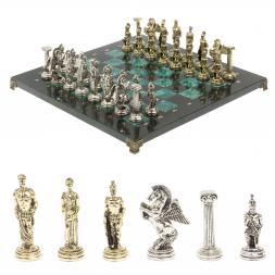 Шахматы "Восточные" доска 40х40 см из змеевика фигуры металл
