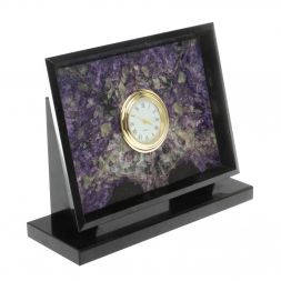 Часы настольные из камня чароит и долерит 15х5,5х12 см