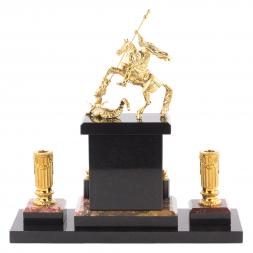 Настольный прибор "Георгий Победоносец" из яшмы и бронзы