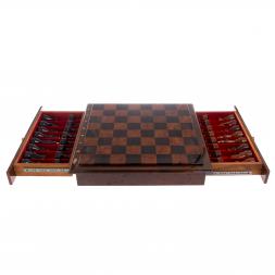 Шахматный ларец с фигурами "Классический" из обсидиана