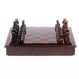 Шахматный ларец с фигурами "Классический" из обсидиана