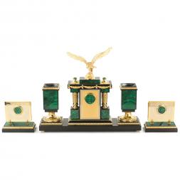 Настольный набор "Орел" из малахита