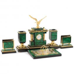 Настольный набор "Орел" из малахита