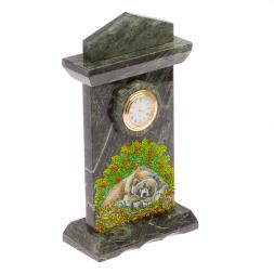 Часы "Медведь" змеевик бронза