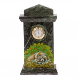 Часы "Медведь" змеевик бронза