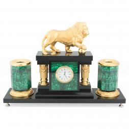 Настольный набор "Лев" малахит долерит