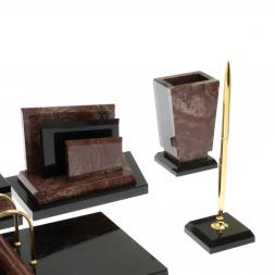 Письменный набор "Бюрократ" из лемезита с часами