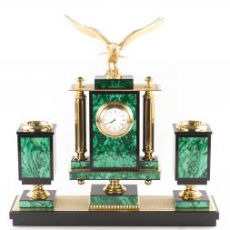 Письменный набор "Сенатор" с лампой камень малахит Златоуст