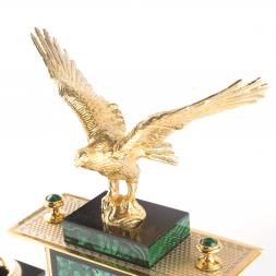 Письменный набор "Сенатор" с лампой камень малахит Златоуст