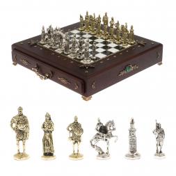 Шахматы деревянные с камнем "Русь" фигуры металлические