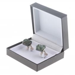 Запонки камень серафинит закругленные