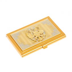 Металлическая визитница "Герб России" в подарочном футляре Златоуст