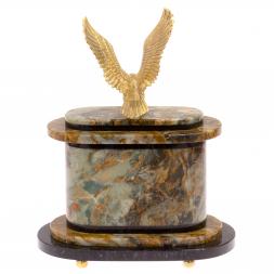 Часы "Орел" из офиокальцита и бронзы