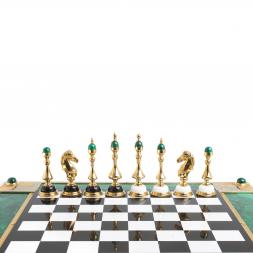 Подарочные шахматы "Элитные" с малахитом Златоуст