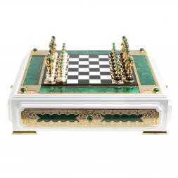 Подарочные шахматы "Элитные" с малахитом Златоуст