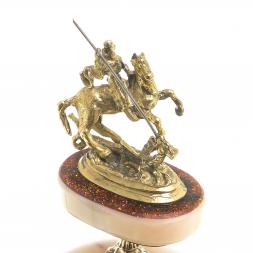 Письменный мини-набор "Святой Георгий" камень мрамор