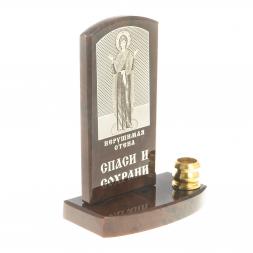 Икона с подсвечником "Нерушимая стена" камень обсидиан