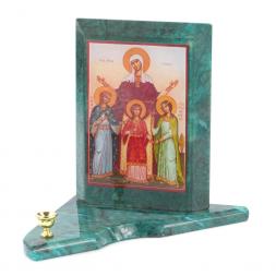 Икона с подсвечником Вера, Надежда, Любовь и мать их София средняя 12х12х13 см