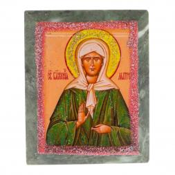 Икона настольная "Святая Матрона" камень змеевик 9х7,2х3 см
