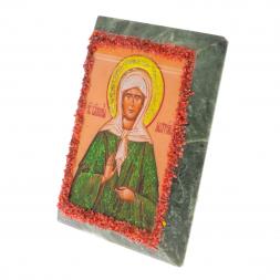 Икона настольная "Святая Матрона" камень змеевик 9х7,2х3 см