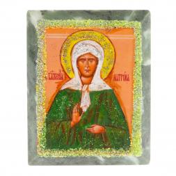 Икона настольная "Святая Матрона" камень змеевик 9х7,2х3 см